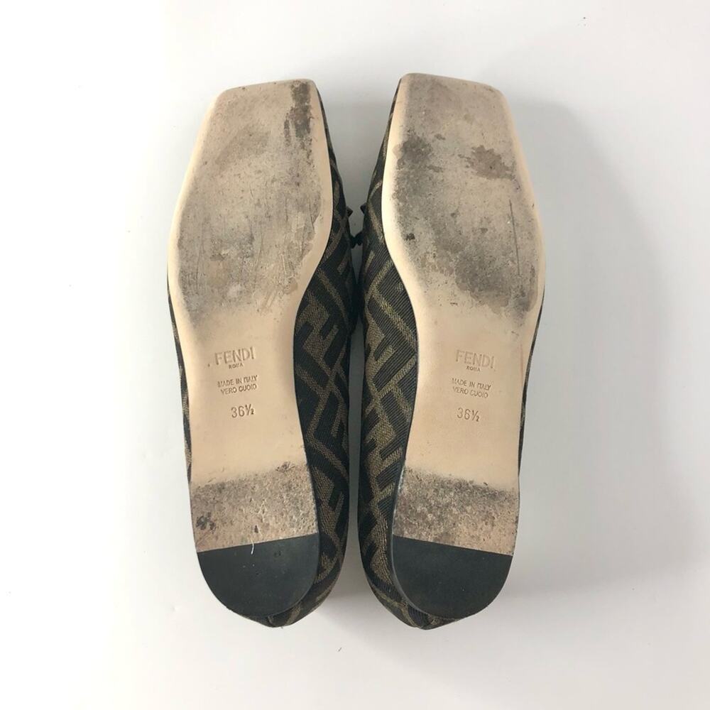 Fendi Jacquard Ffreedom Square Toe FF Zucca Logo Ballet Flats Loafers 36.5 - Picture 6 of 8